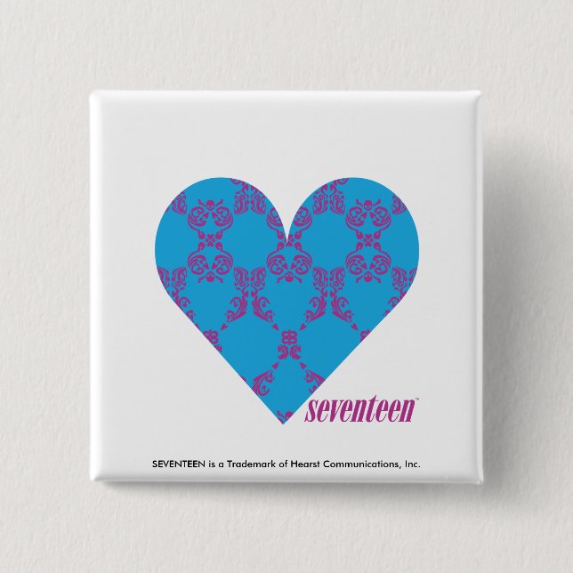 Bóton Quadrado 5.08cm Roxo-Aqua 3 do damasco (Frente)