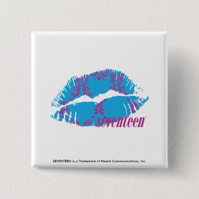 Bóton Quadrado 5.08cm Roxo-Aqua do damasco (Frente)