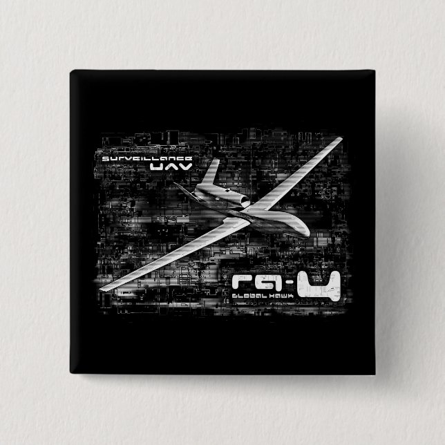 Bóton Quadrado 5.08cm RQ-4 Global Hawk (Frente)