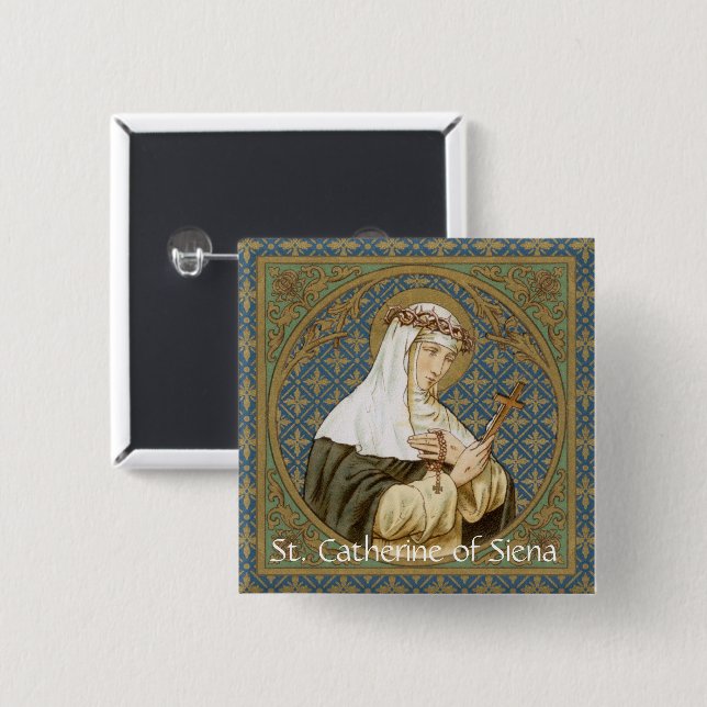 Bóton Quadrado 5.08cm Rua. Catherine de Siena (BK 19) (Frente & Verso)