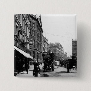 Bóton Quadrado 5.08cm Rua da rainha Victoria, Londres, c.1891