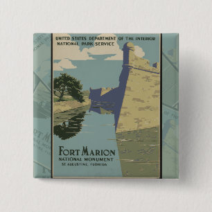 Bóton Quadrado 5.08cm Rua de Augustine Florida, Espanha Fort Poster