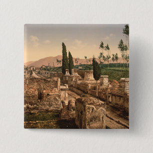 Bóton Quadrado 5.08cm Rua dos túmulos, Pompeii, Campania, Italia
