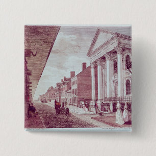 Bóton Quadrado 5.08cm Rua principal com a primeira igreja presbiteriana