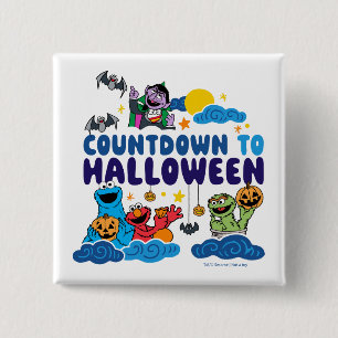 Bóton Quadrado 5.08cm Rua Sésamo Contagem Regressiva para o Halloween