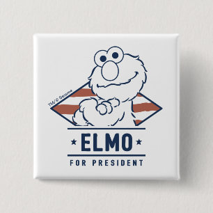 Bóton Quadrado 5.08cm Rua Sésamo Vintage Elmo para Presidente