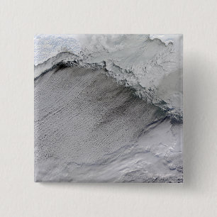 Bóton Quadrado 5.08cm Ruas marítimas de gelo e nuvens no Mar de Bering