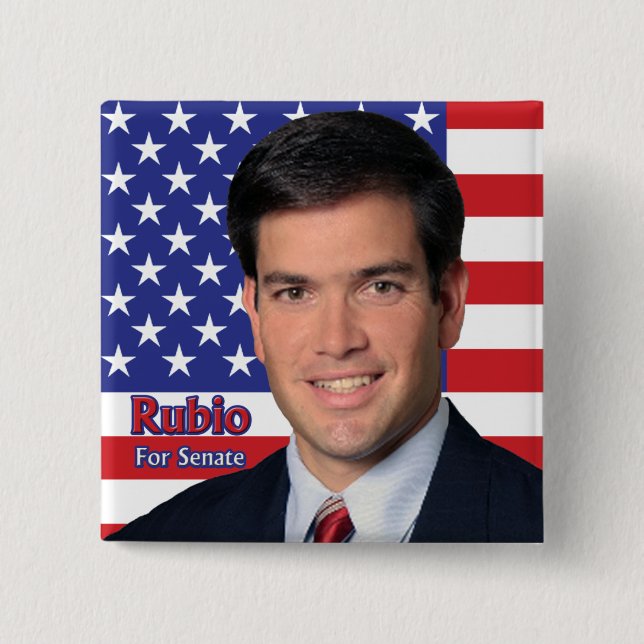 Bóton Quadrado 5.08cm Rubio para o Senado (Frente)