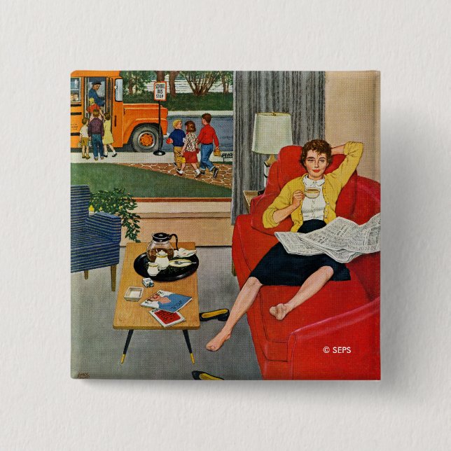 Bóton Quadrado 5.08cm Ruptura de café da manhã (Frente)