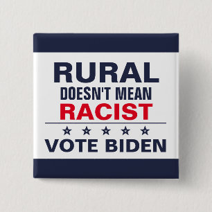 Bóton Quadrado 5.08cm Rurais Anti-Racismo Pro-Biden Harris Votam Azul