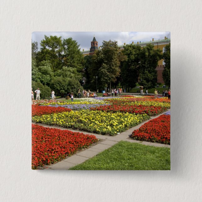 Bóton Quadrado 5.08cm Rússia, Moscou, Praça Vermelha, Alexandrovsky (Frente)
