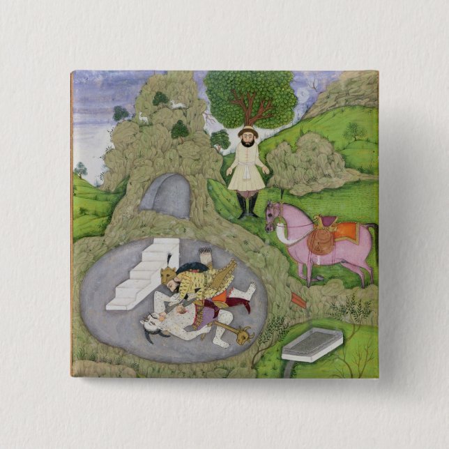 Bóton Quadrado 5.08cm Rustam que mata o demónio branco, ilustração de (Frente)