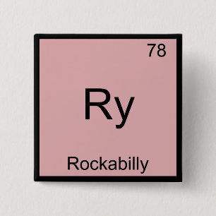 Bóton Quadrado 5.08cm Ry - Símbolo de Elemento de Química Rockabilly F