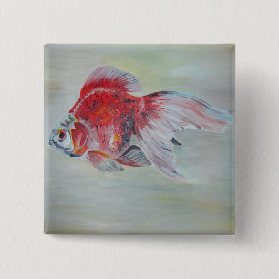 Bóton Quadrado 5.08cm Ryukin Goldfish — Pintura em acrílico