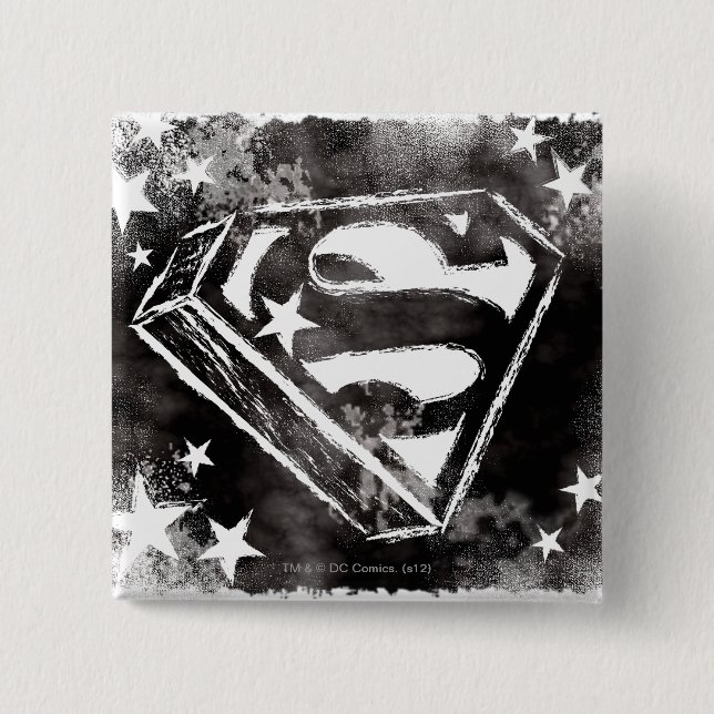 Bóton Quadrado 5.08cm S-Shield com estrelas (Frente)