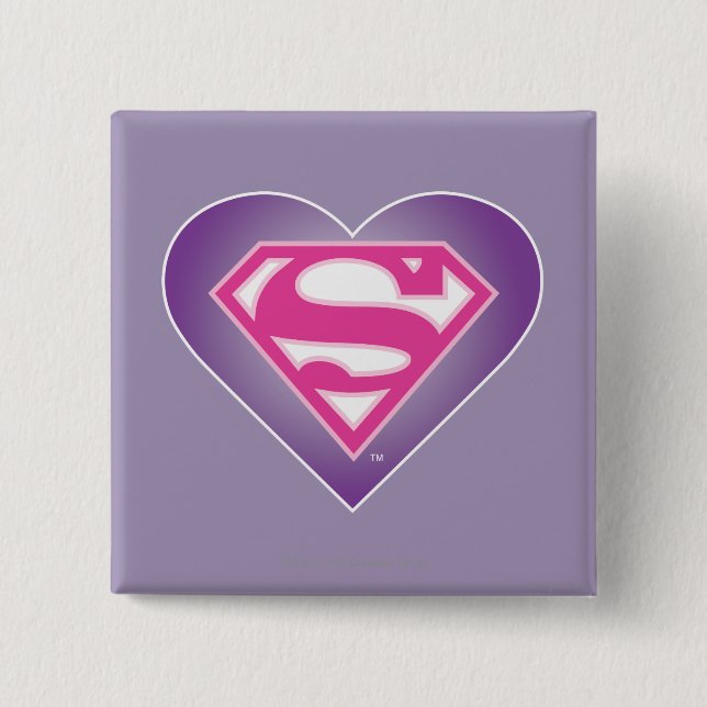 Bóton Quadrado 5.08cm S-Shield do Coração Roxo (Frente)
