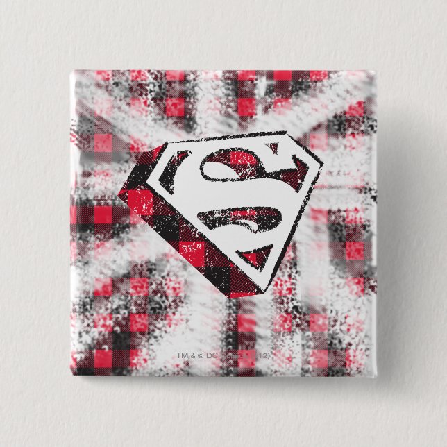 Bóton Quadrado 5.08cm S-Shield sobre Xadrez (Frente)