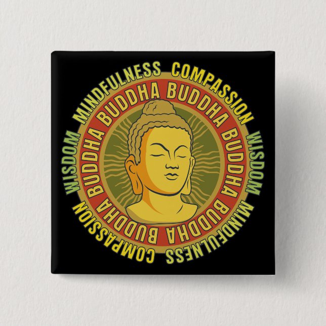 Bóton Quadrado 5.08cm Sabedoria de Buddha (Frente)