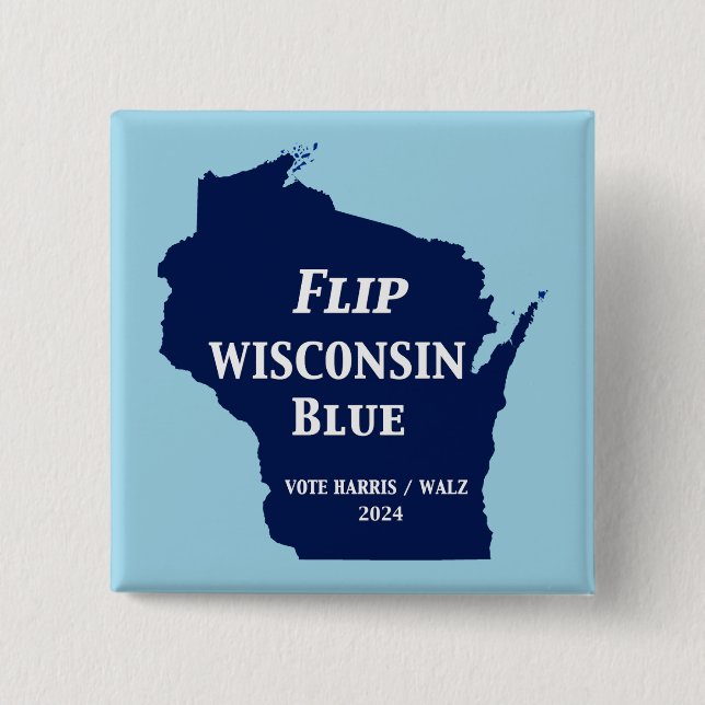 Bóton Quadrado 5.08cm Sacudir Wisconsin Blue em 2024 (Frente)