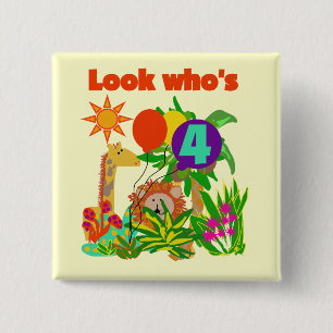 Bóton Quadrado 5.08cm Safari 4º Aniversário Camisetas e presentes