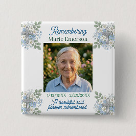 Bóton Quadrado 5.08cm Sage Verde Floral Azul Pálido Cruz | Memorial de F