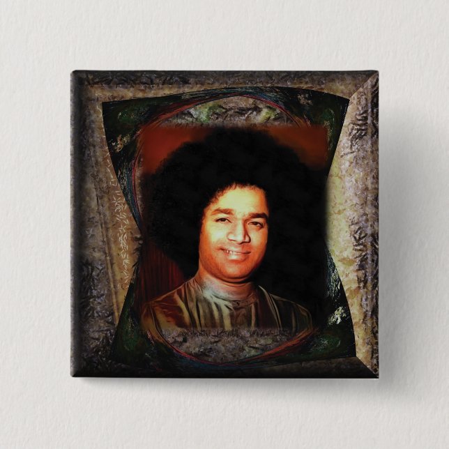 Bóton Quadrado 5.08cm Sai Baba (Frente)