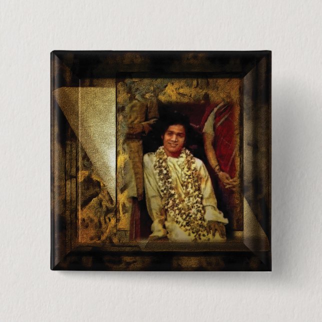 Bóton Quadrado 5.08cm Sai Baba (Frente)