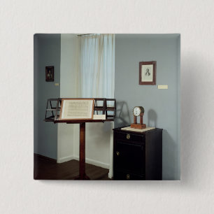 Bóton Quadrado 5.08cm Sala de Beethoven que indica um suporte de música