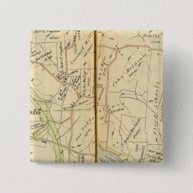 Bóton Quadrado 5.08cm Salem, Nova York (Frente)