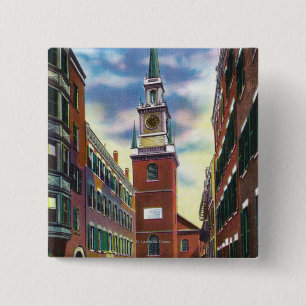 Bóton Quadrado 5.08cm Salem Street View of Old North Church Bldg