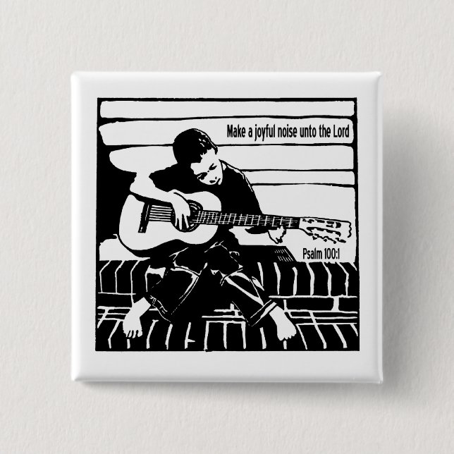 Bóton Quadrado 5.08cm Salmo 100:1 (Frente)