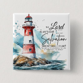 Bóton Quadrado 5.08cm Salmo 27:1 Bíblia LORD é minha Luz e Salvação