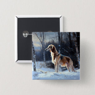 Bóton Quadrado 5.08cm Saluki Deixe-o nevar no Natal