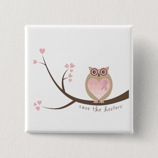 Bóton Quadrado 5.08cm Salvar o botão quadrado dos Hooters (Frente)