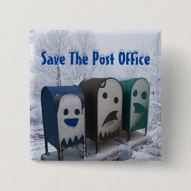 Bóton Quadrado 5.08cm Salvar O Escritório De Posto (Frente)