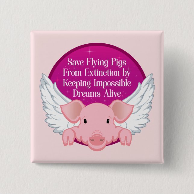Bóton Quadrado 5.08cm Salvar Porcos Voadores (Frente)
