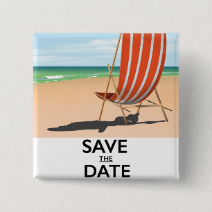 Bóton Quadrado 5.08cm Salve a data vintage Beach poster