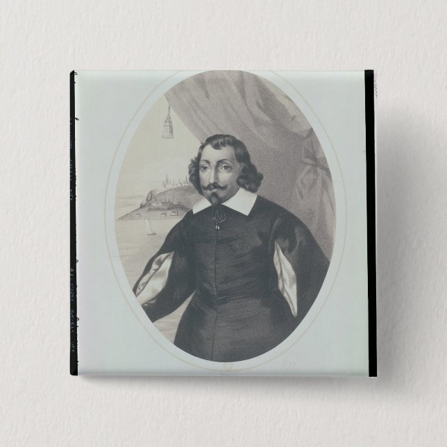 Bóton Quadrado 5.08cm Samuel de Champlain 1854 (Frente)