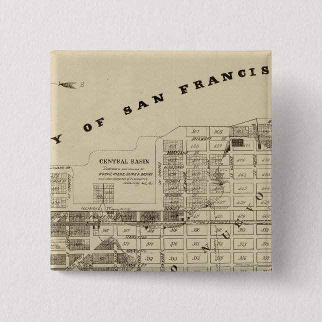 Bóton Quadrado 5.08cm San Francisco Salt Marsh (Frente)