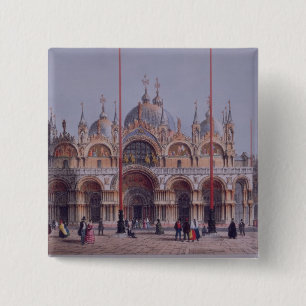Bóton Quadrado 5.08cm San Marco, Veneza, gravada por Brizeghel (litho)