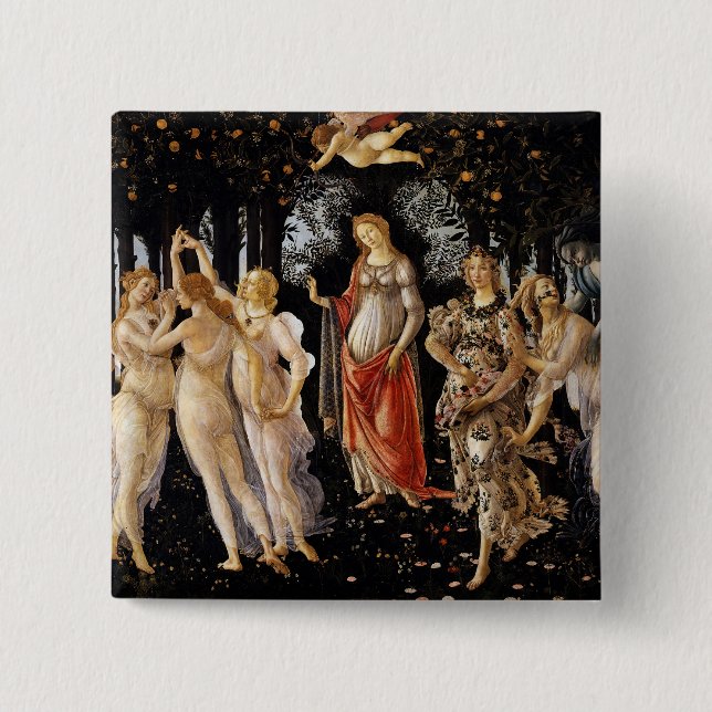 Bóton Quadrado 5.08cm Sandro Botticelli - La Primavera (Frente)
