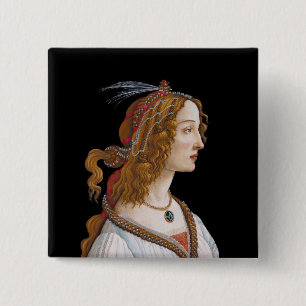 Bóton Quadrado 5.08cm Sandro Botticelli - Retrato de Simonetta Vespucci