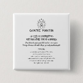 Bóton Quadrado 5.08cm Sanskrit Gyatri Mantra