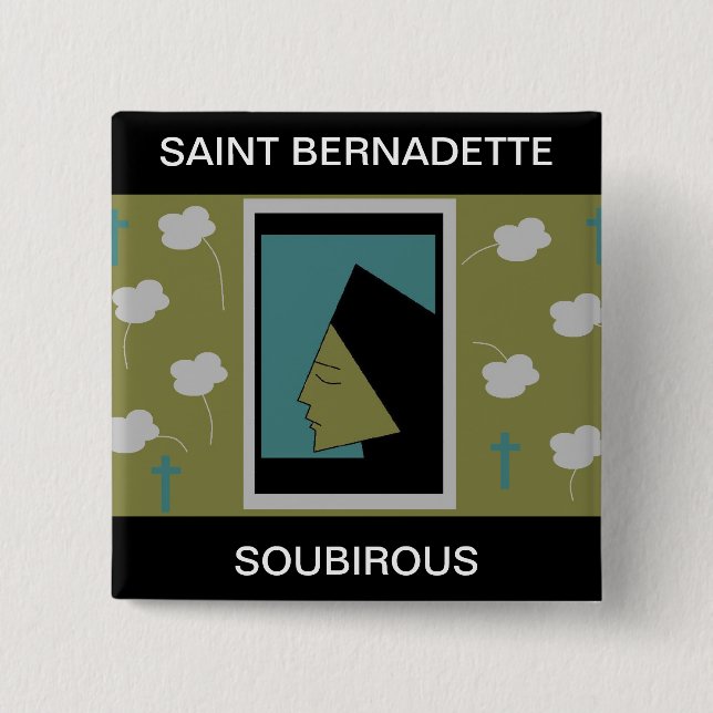 BÓTON QUADRADO 5.08CM SANTA BERNADETE SOUBIROUS (Frente)