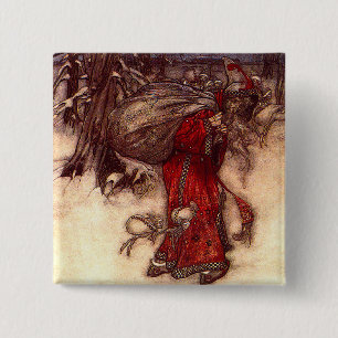 Bóton Quadrado 5.08cm Santa Claus Arthur Rackham