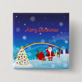 Bóton Quadrado 5.08cm Santa Claus e Reindeer