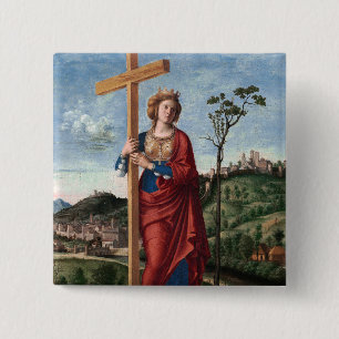 Bóton Quadrado 5.08cm Santa Helena com a Vera Cruz Arte Sacra