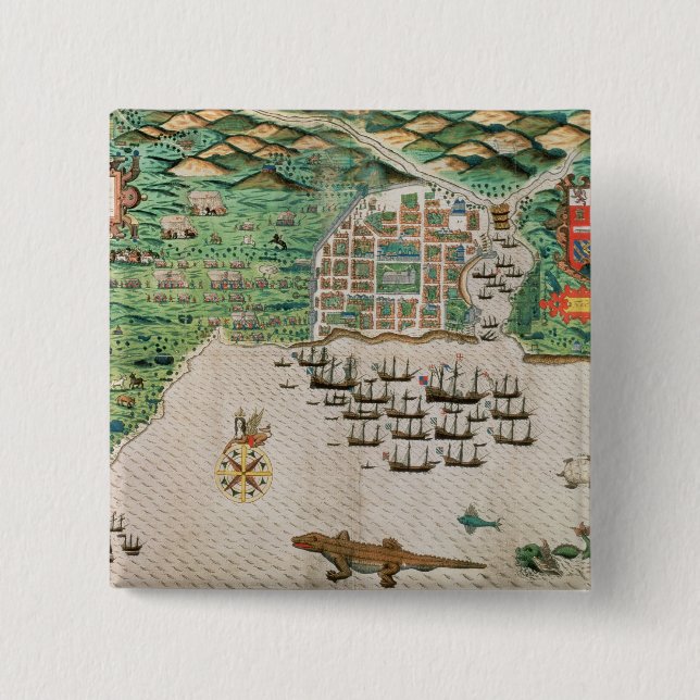 Bóton Quadrado 5.08cm Santiago, Cabo Verde, 1589 2 (Frente)