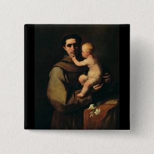 Bóton Quadrado 5.08cm Santo Antônio de Pádua por Luca Giordano