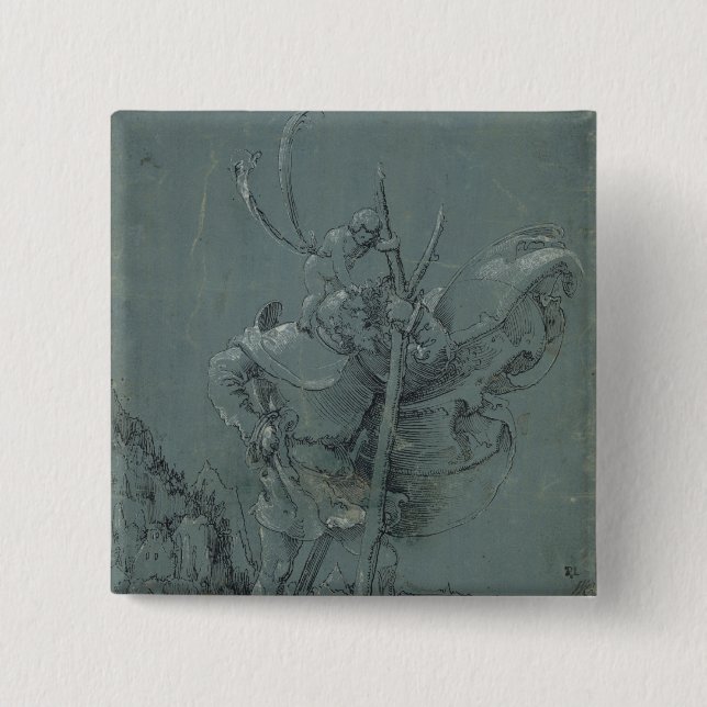 Bóton Quadrado 5.08cm Santo Christopher, 1510 (Frente)